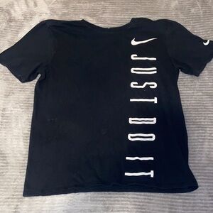 Nike Black Tee with Vertical 'Just Do It' Print